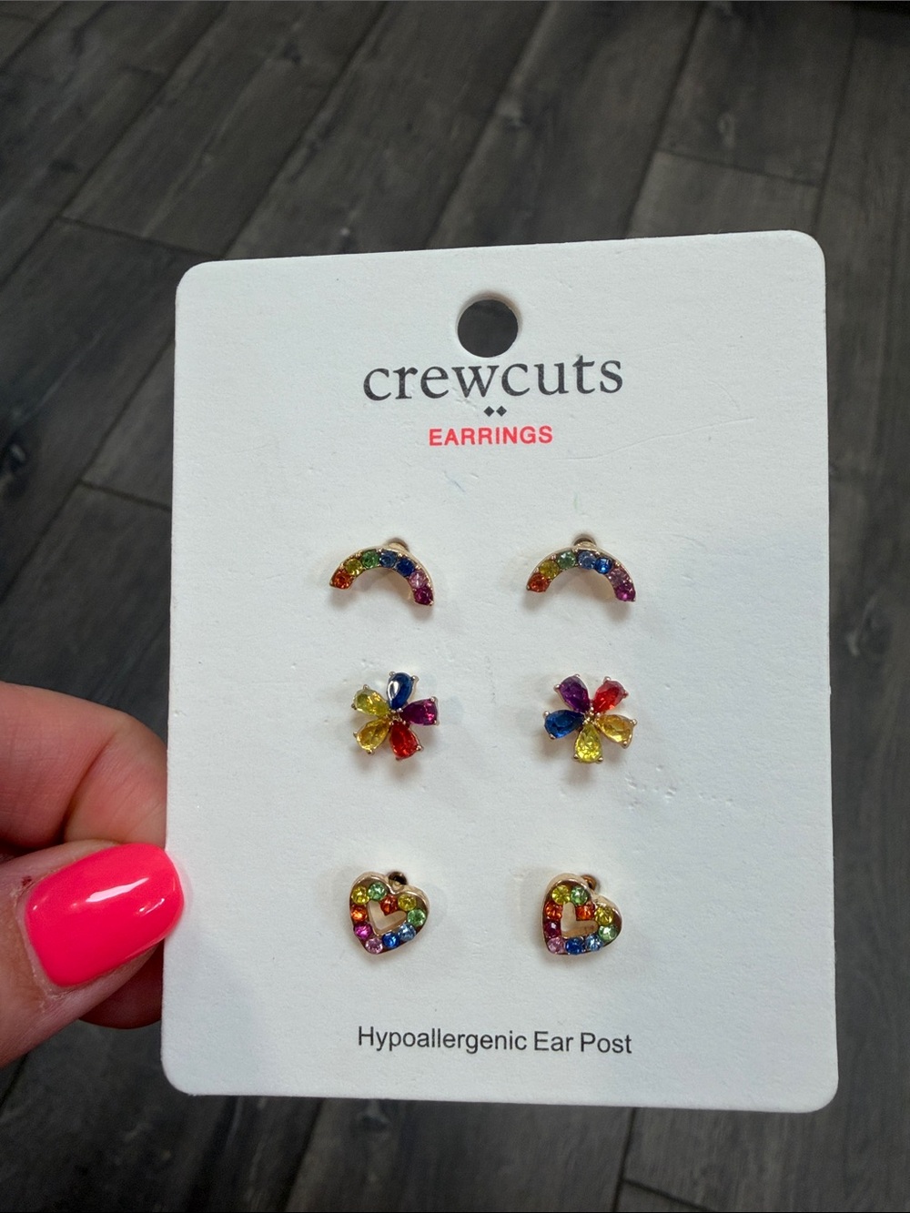 crewcuts Multicolor Rainbow Gemstone Earring Set for Kids